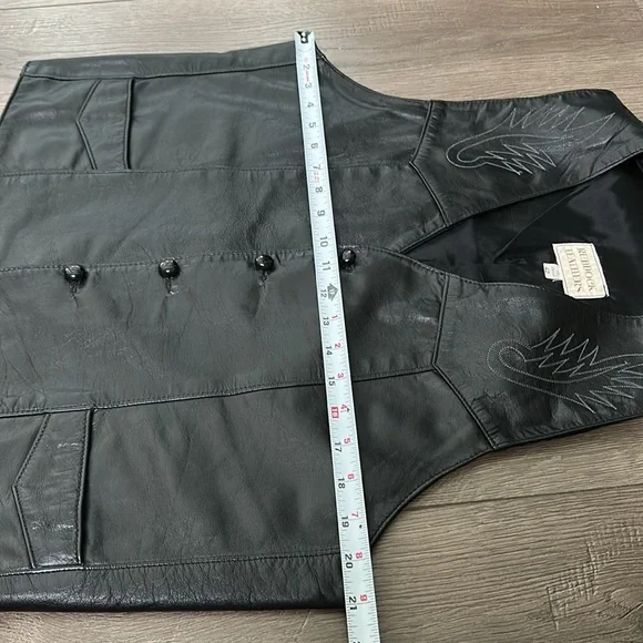 Ruddock Vintage Black Leather Western‎ Cowboy Vest Size 42